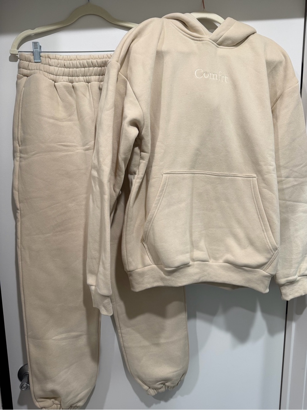 Comfort Cream Pullover Hoodie and Sweatpants - Never Worn